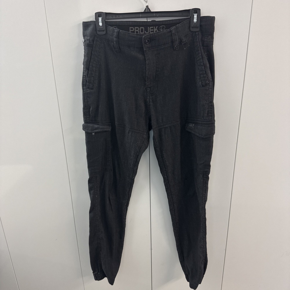 Projek Raw Pants Mens 31 Black Cargo Jogger Stretch Utility Casual